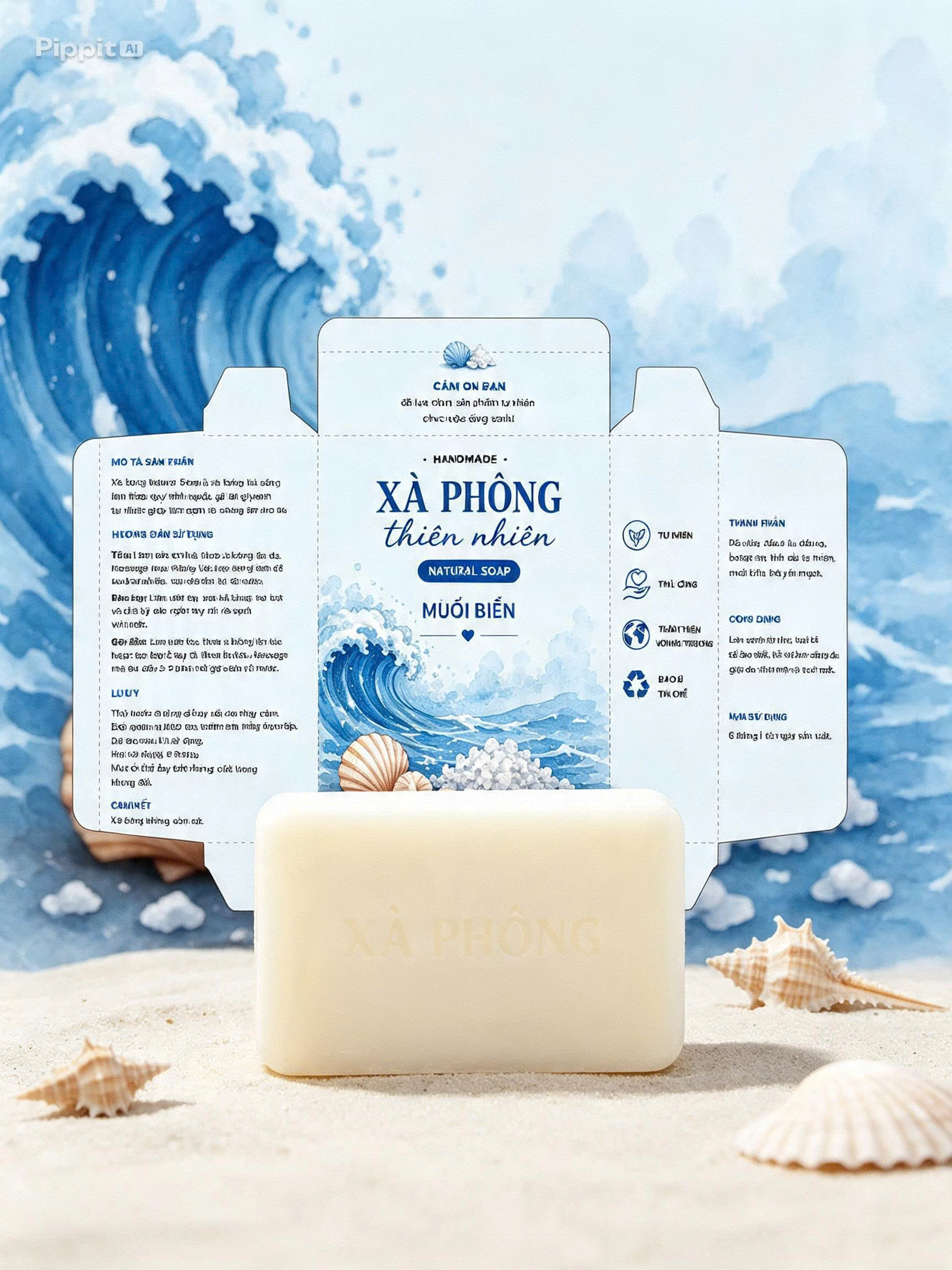 Xà Phòng Muối Biển Natural Soap - Ảnh 4