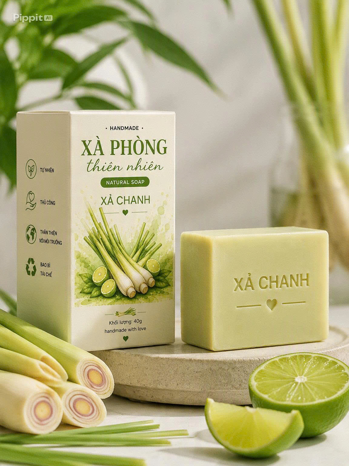 Xà Phòng Sả Chanh Natural Soap - Ảnh 3