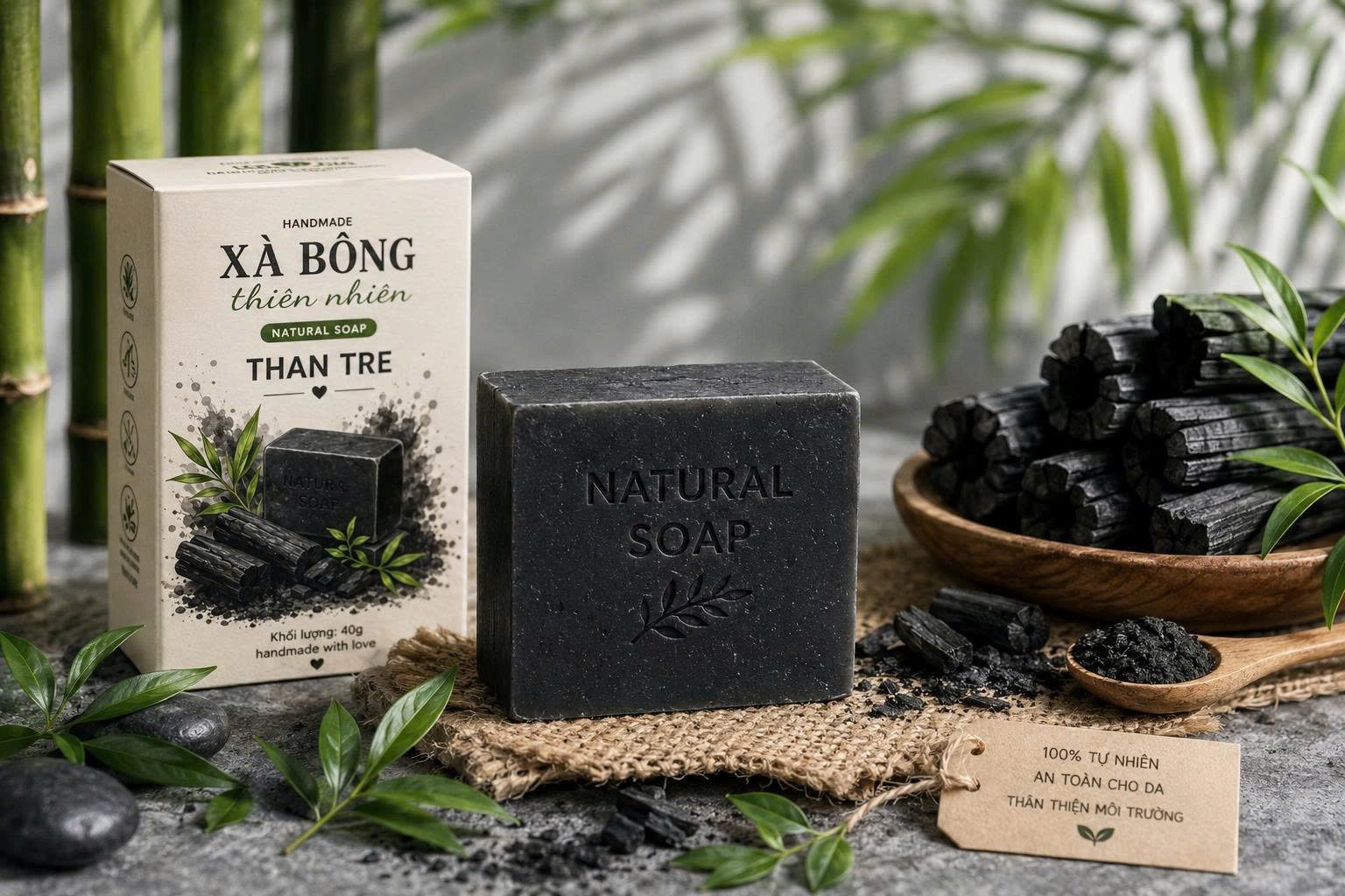 Xà Phòng Than Tre Hoạt Tính Natural Soap - Ảnh 2