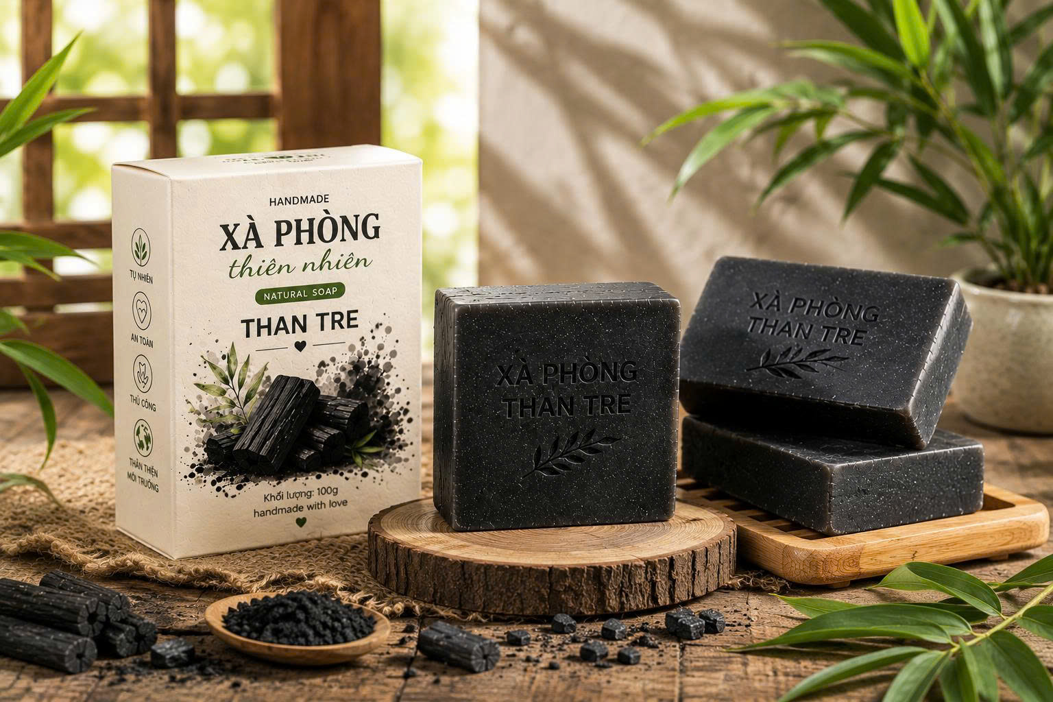 Xà Phòng Than Tre Hoạt Tính Natural Soap - Ảnh 3