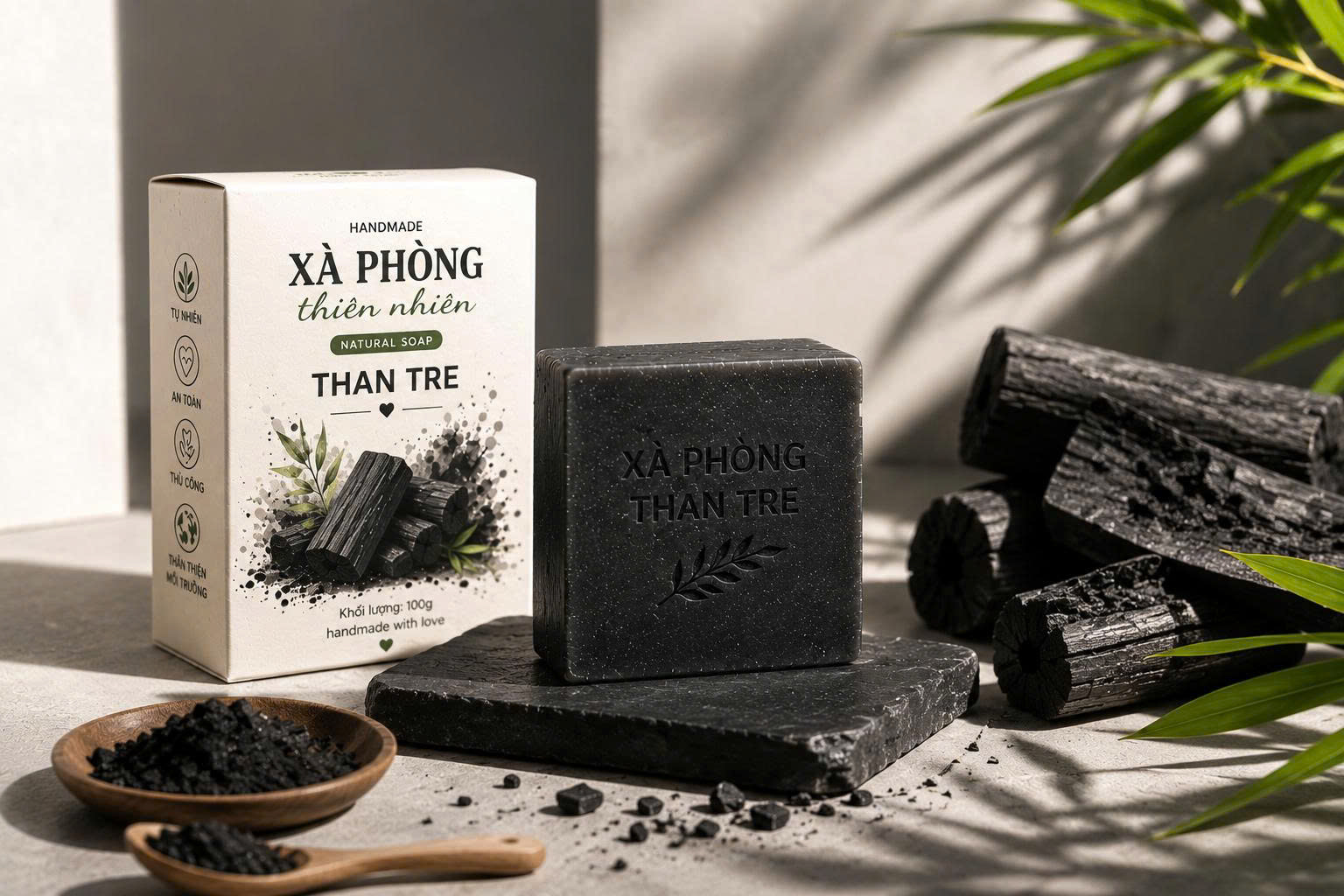 Xà Phòng Than Tre Hoạt Tính Natural Soap - Ảnh 4